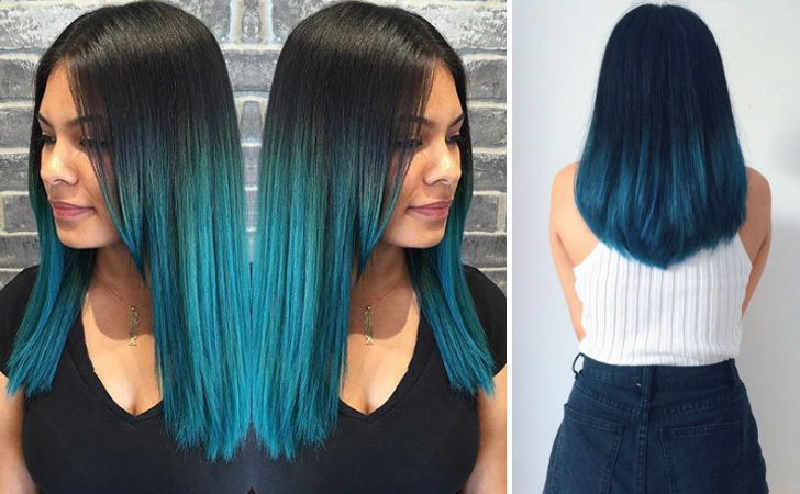 Aqua Blue Ombre Hair