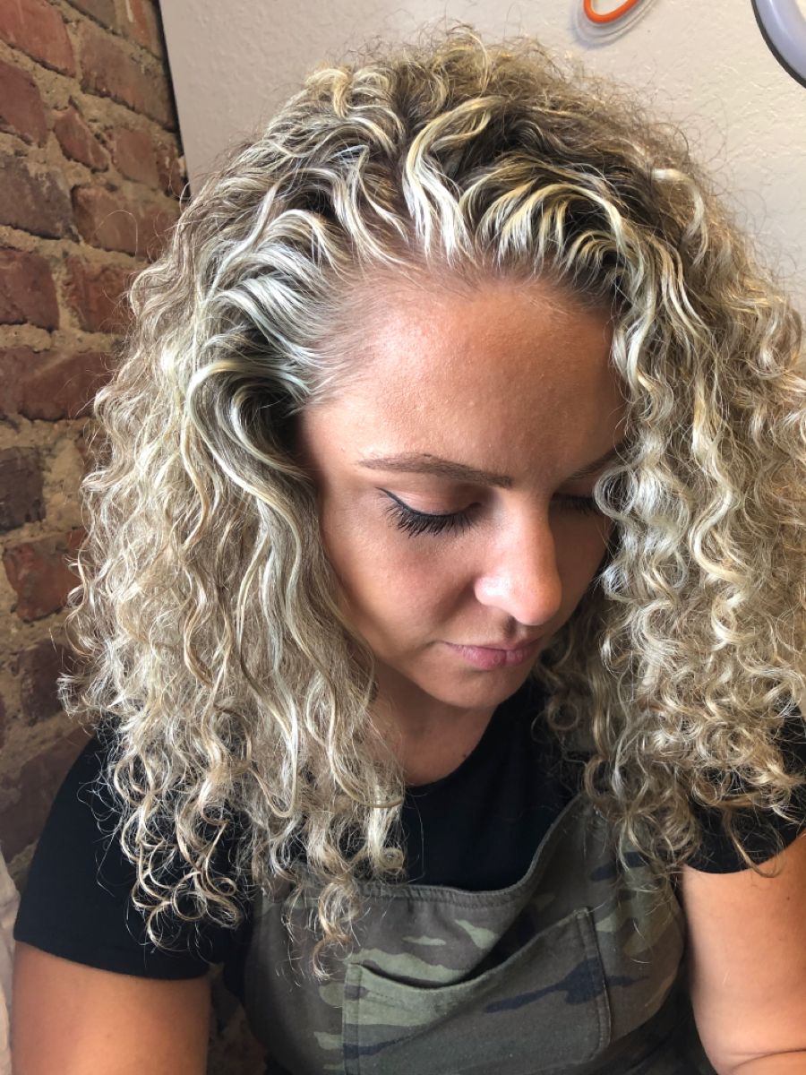 Ash Blonde Highlights Curly Hair