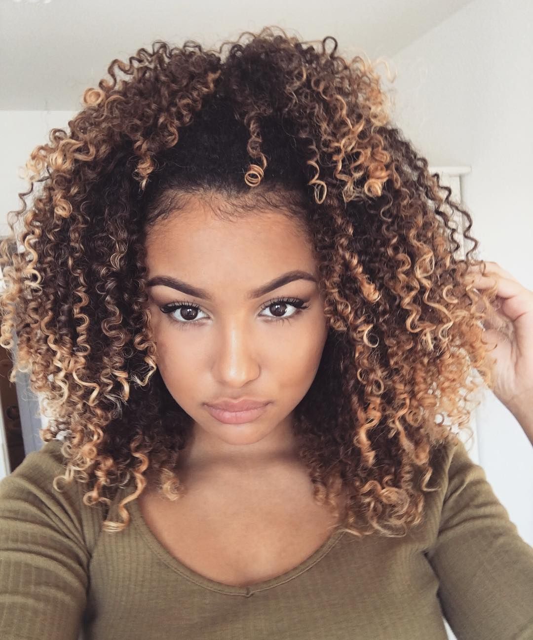 Blonde Highlights On Black Curly Hair