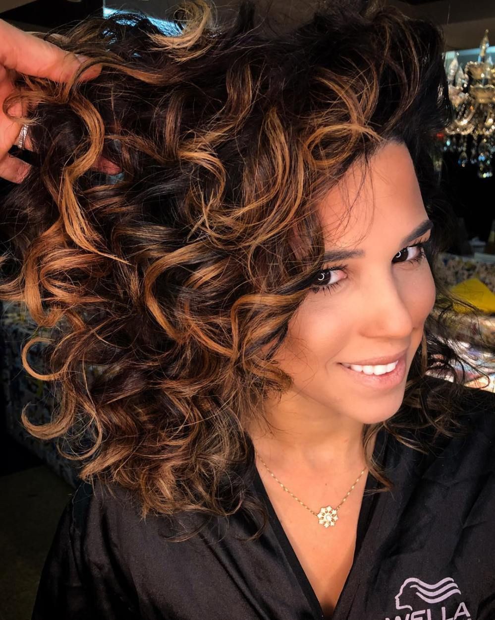 Caramel Curly Hair Highlights