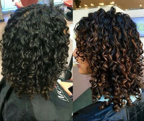 Long Black Curly Hair With Highlights