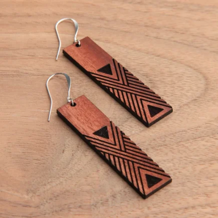 Earrings made of wood