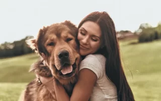 dog with girl