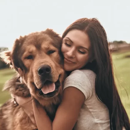 dog with girl